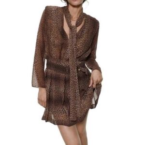 Zara women’s Brown Leopard Print mini Dress Size XL new with tags